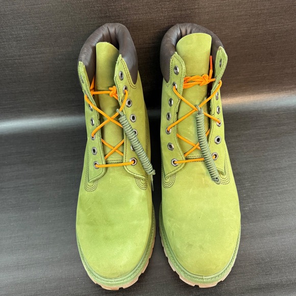 Timberland 6 Inch Premium Waterproof Boots Mens 11.5 Olive Green Leather Shoes - Picture 2 of 13